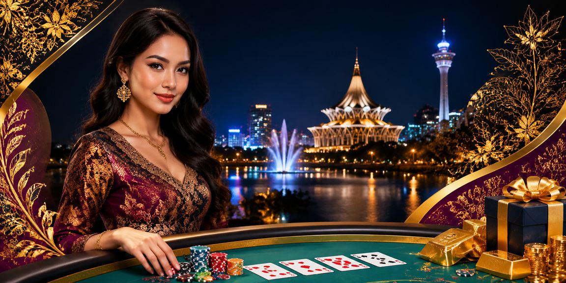 Permainan rummy di Seremban dengan latar batik tempatan dan kad-kad bermain tersusun